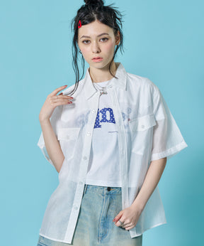 ≪予約商品≫※WEB限定 / ウエスタン半袖シャツ／sqnz western sheer shirts ホワイト