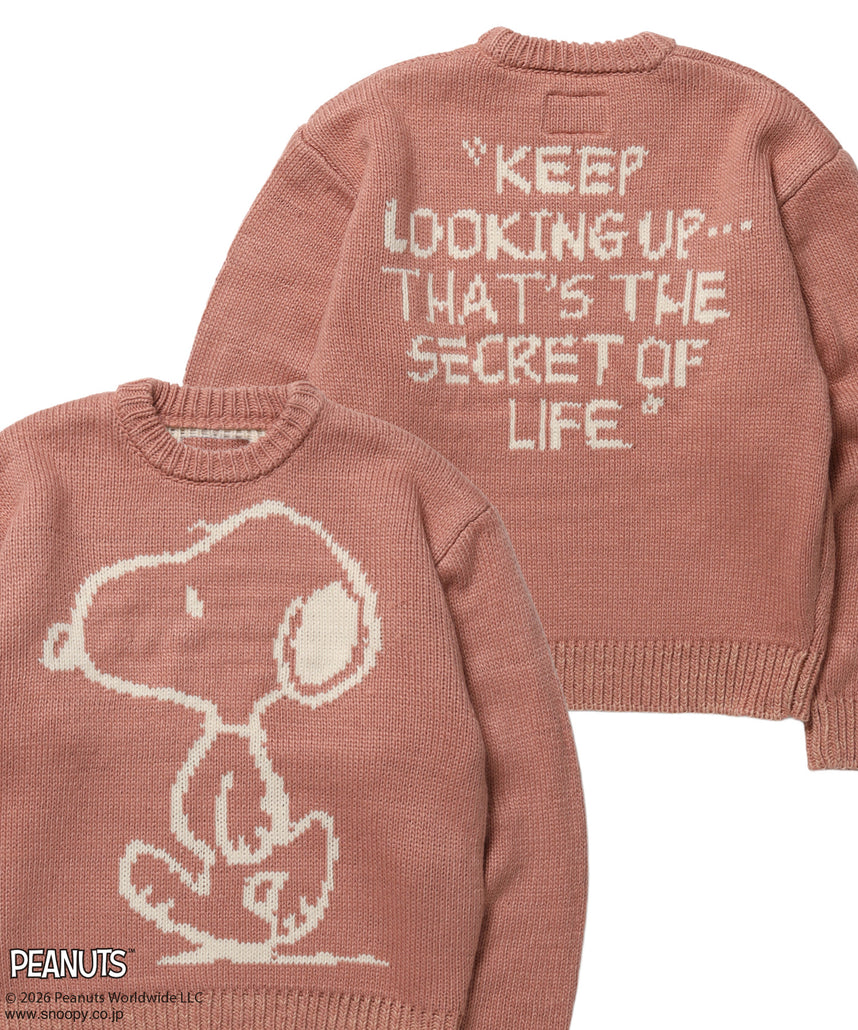TP SNOOPY CHUNKY KNIT / スヌーピー メッセージプリント チャンキーニット ピンク
