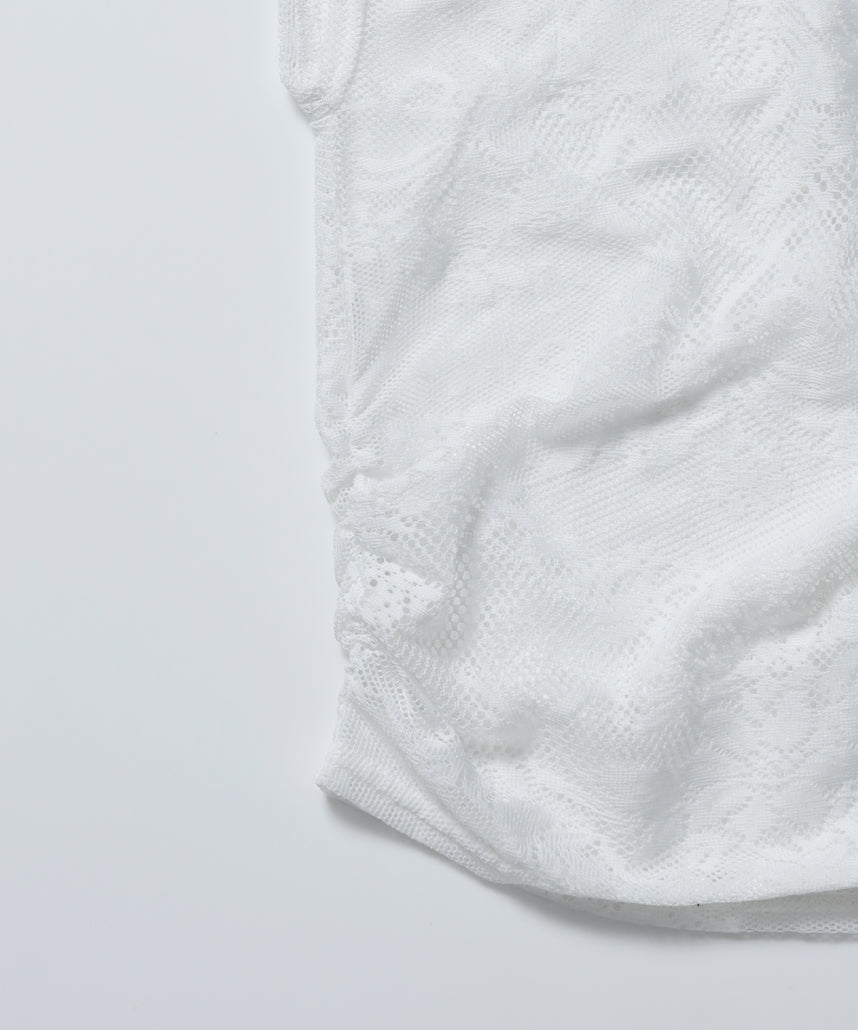 ※WEB限定 / 襟付き / レースフレンチスリーブトップス / sqnz french sleeve lace top ホワイト