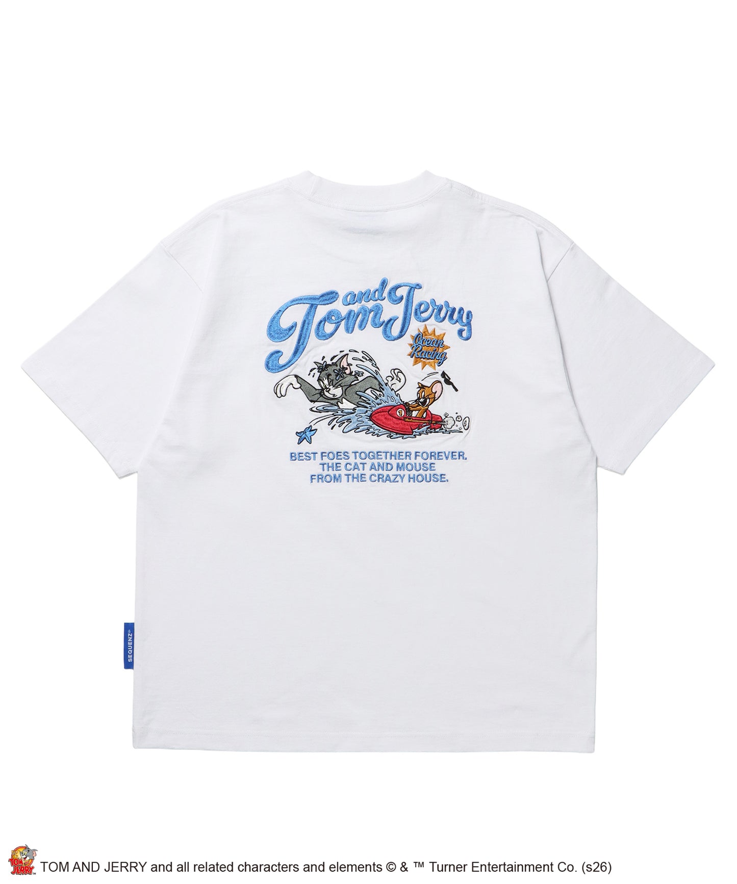 TJ SWIMMING EMB. TEE / トムとジェリー 半袖 クルーネック 刺繍 ワンポイント ユニセックス オーバーサイズ レイヤード ホワイト