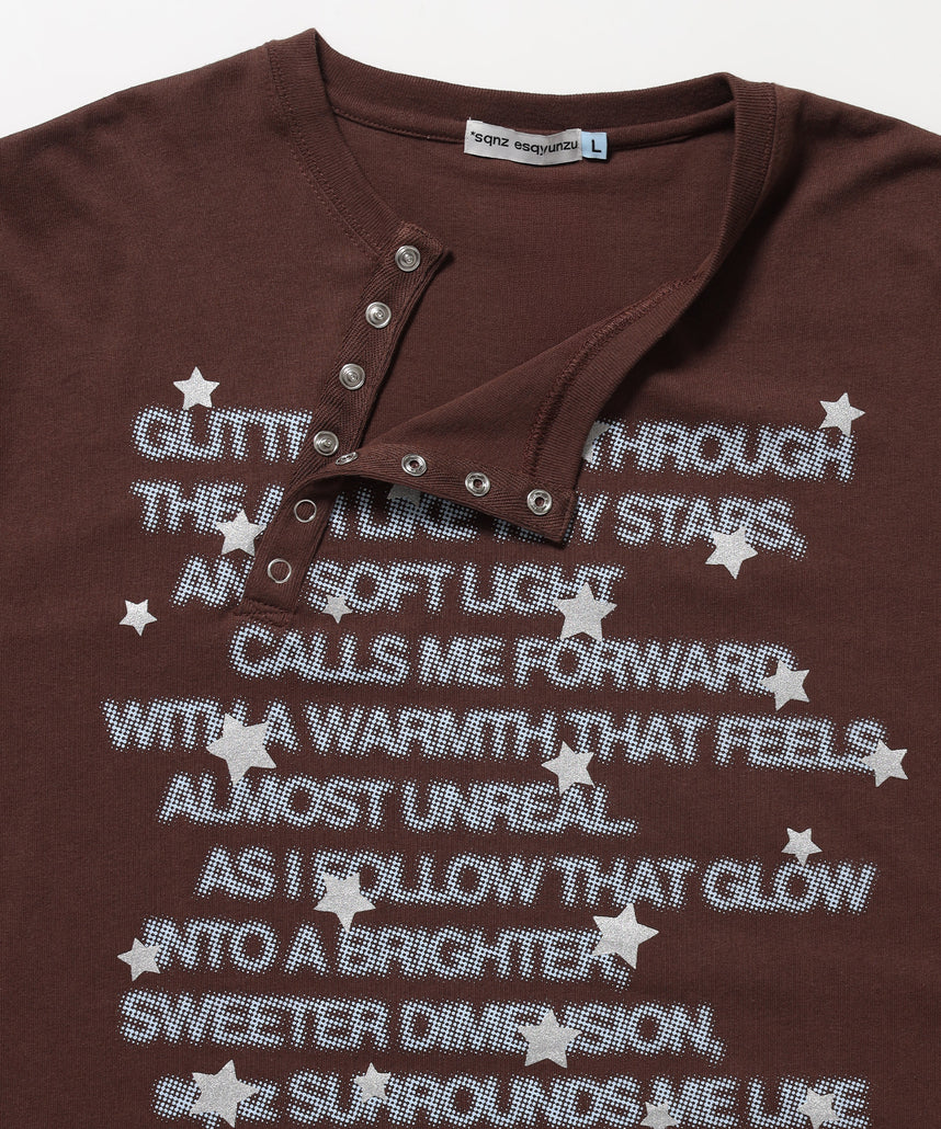 ※WEB限定 / ぼかしプリントヘンリーネックロンT / sqnzU BORDER L/S TEE ブラウン