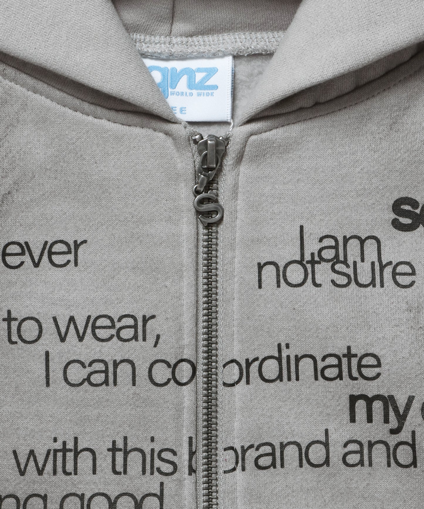 sqnz eyelet fit zip pk / レディース ジップパーカー フーディ ハトメ スタッズ ダフルジップ 裏起毛≪SET UP着用可能≫ ライトグレー