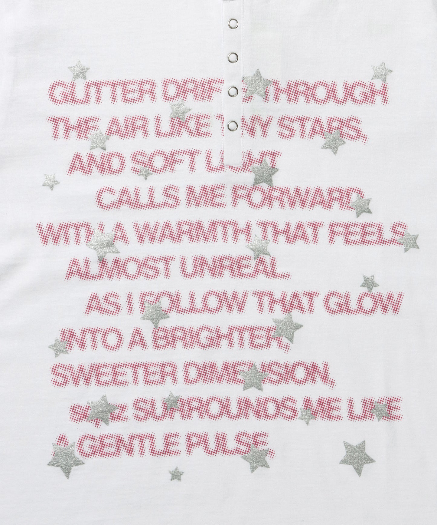 ≪予約商品≫sqnz silver star henlry tee / 半袖 ヘンリーネック Tシャツ シルバープリント 短丈 ホワイト