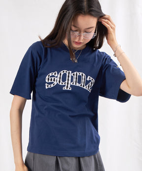 sqnz gingham applique tee / Tシャツ 半袖 クルーネック チェック ネイビー