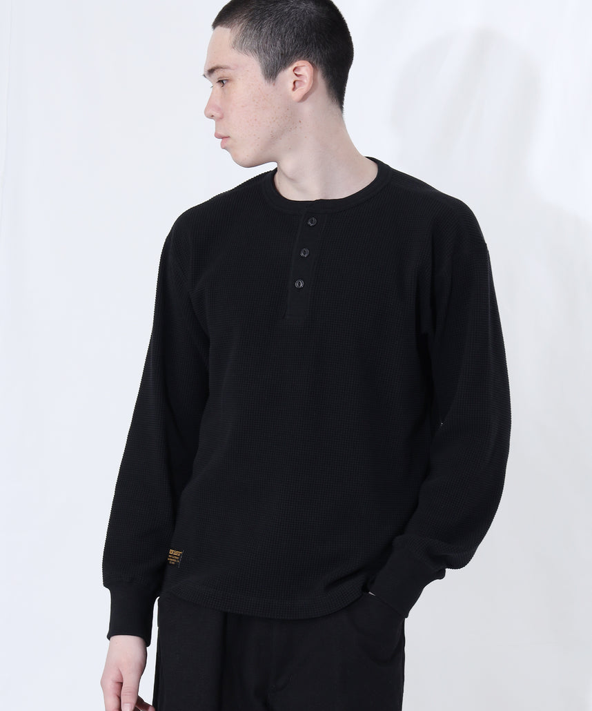 WAFFLE L/S HENLEY / ワッフル ヘンリーネック ロンT ユニセックス 長袖 サーマル