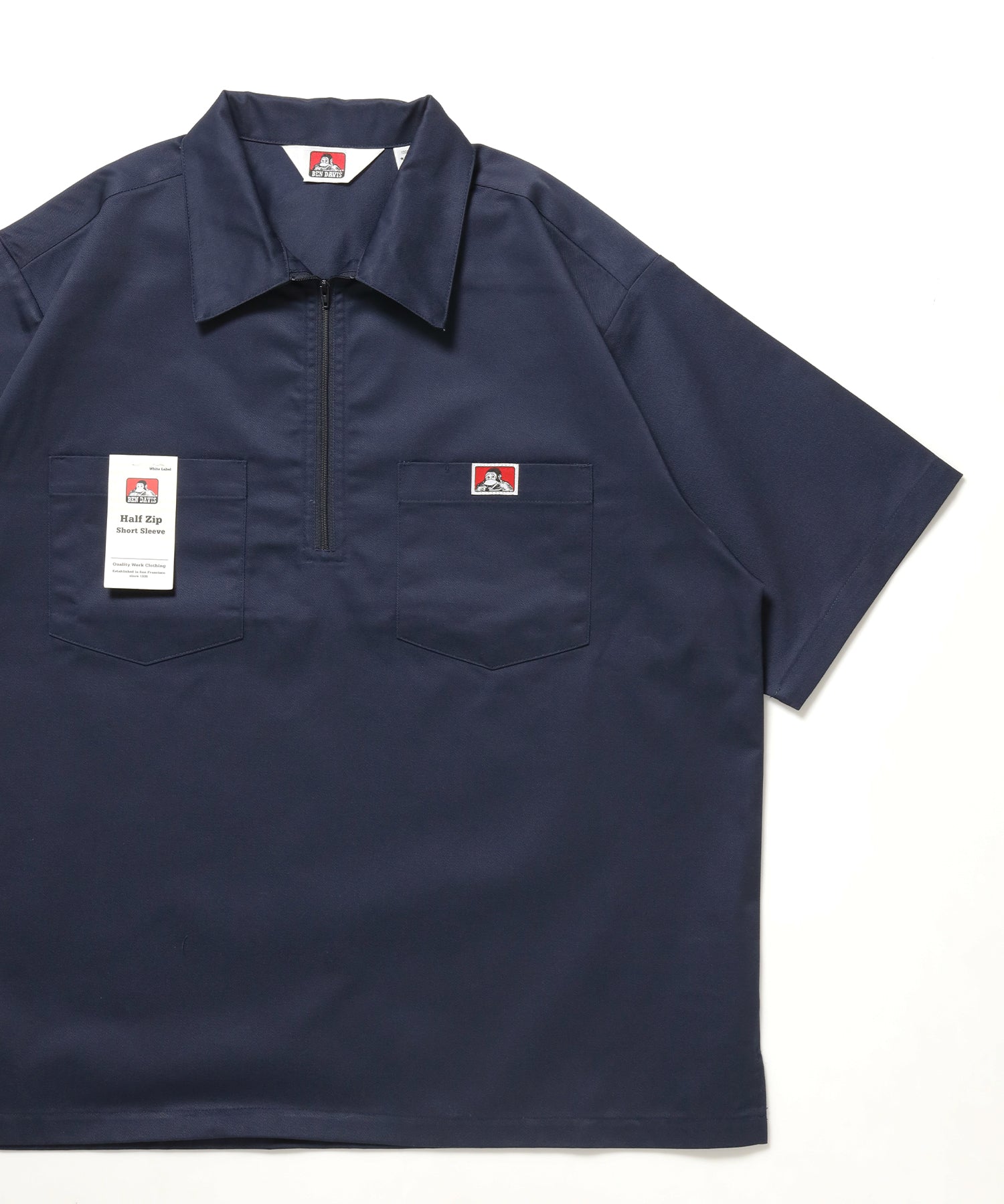 BEN DAVIS（ベンデイビス）】1/2ZIP S/S SHIRT ネイビー – NAVAL