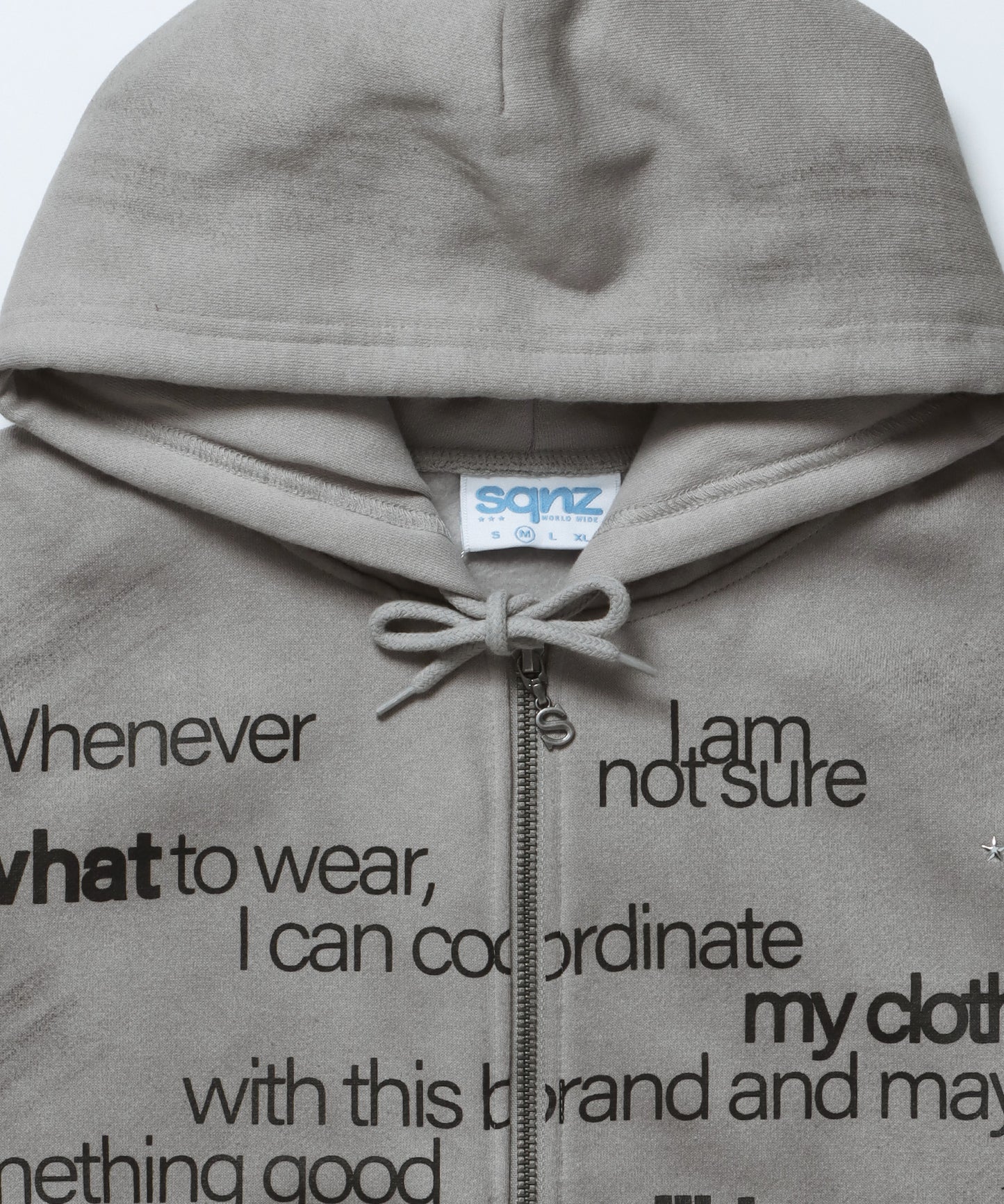 sqnz eyelet zip pk / ジップパーカー スタッズ フーディ ハトメ 裏起毛≪SET UP着用可能≫ ライトグレー