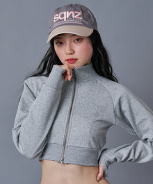 ※WEB限定 / レディースグリッタージップスウェット / sqnz glitter zip top グレー