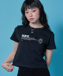 sqnz logo babe tee / 半袖 ワンポイント レディース クルーネック ピチT ちびT へそ出し ブラック