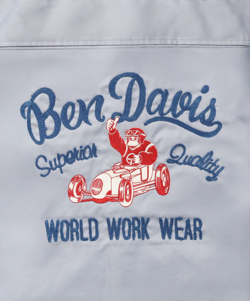 RACER S/S WORK SHIRT / 半袖 シャツ ワーク レギュラーカラー ボックスシルエット ライトグレー