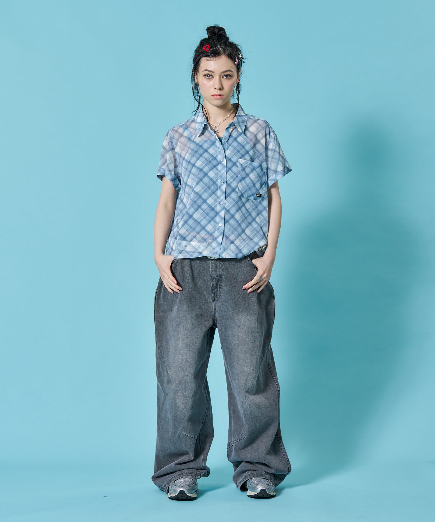 モデル：H163 Size:S ブルーグレー