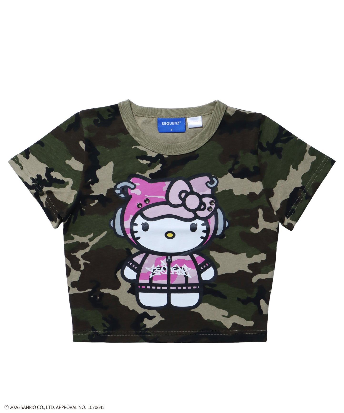HK EYELET TEE / ハローキティ キティちゃん 半袖 クルーネック プリント ワンポイント ハトメ 柄80