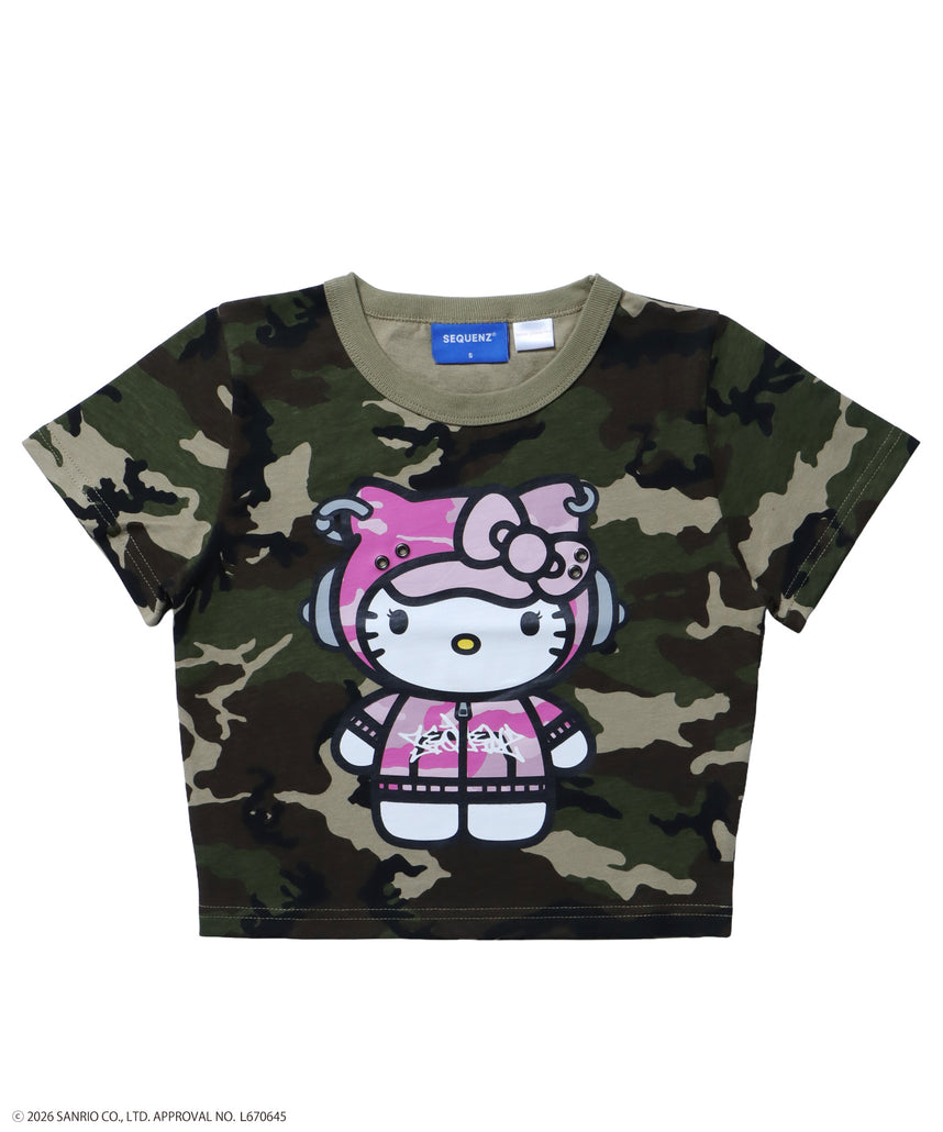HK EYELET TEE / ハローキティ キティちゃん 半袖 クルーネック プリント ワンポイント ハトメ 柄80
