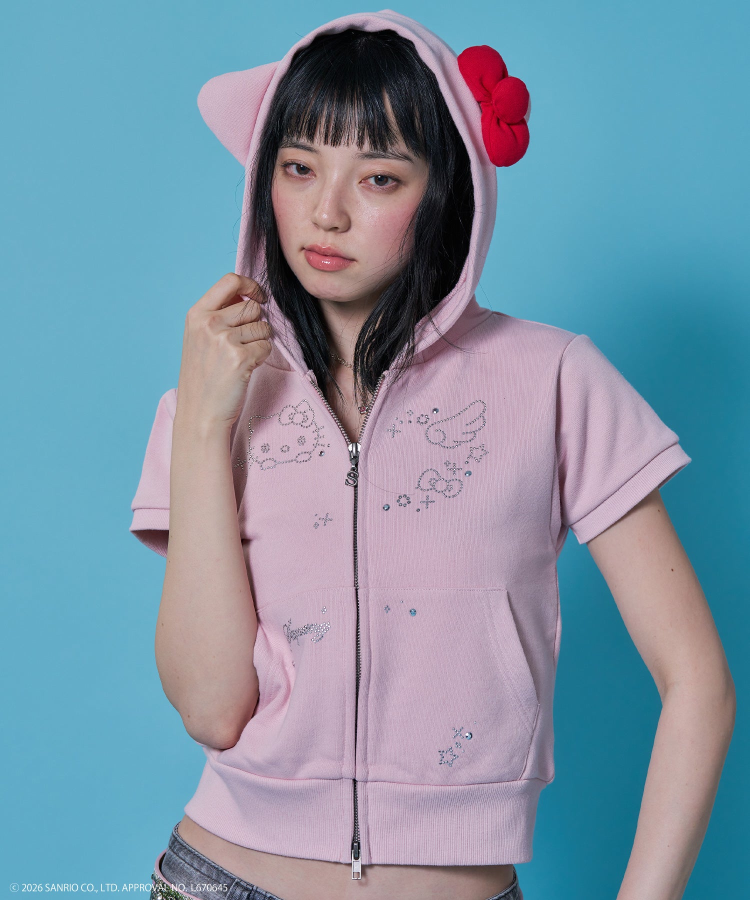 sqnz（エスキュンズ）】HK SHINING KITTY ZIPPK / 半袖 ジップパーカー