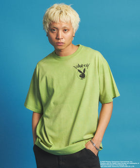PB O.G LOGO FADE S/S TEE / PLAYBOY×Sequenz フェード加工 90s ヴィンテージ Tシャツ グラフィティ プリント 半袖 グリーン