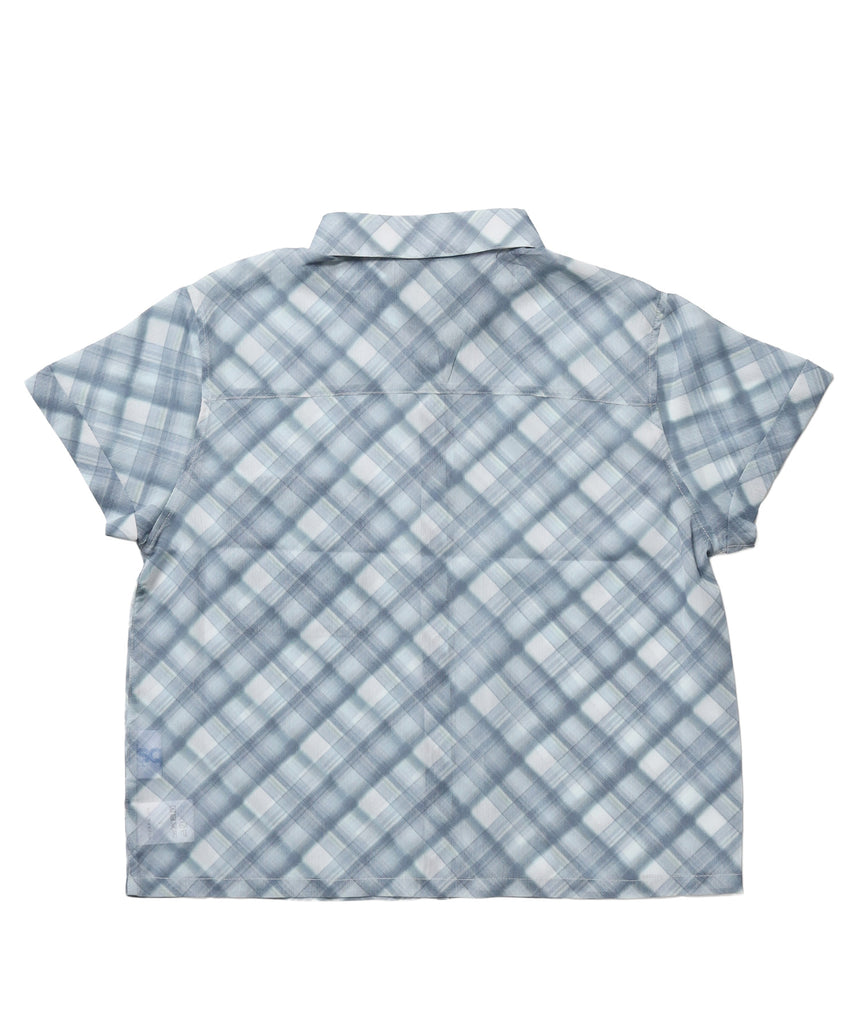 ※WEB限定 / レディースチェック半袖シャツ / sqnz sheer check shirts ブルーグレー