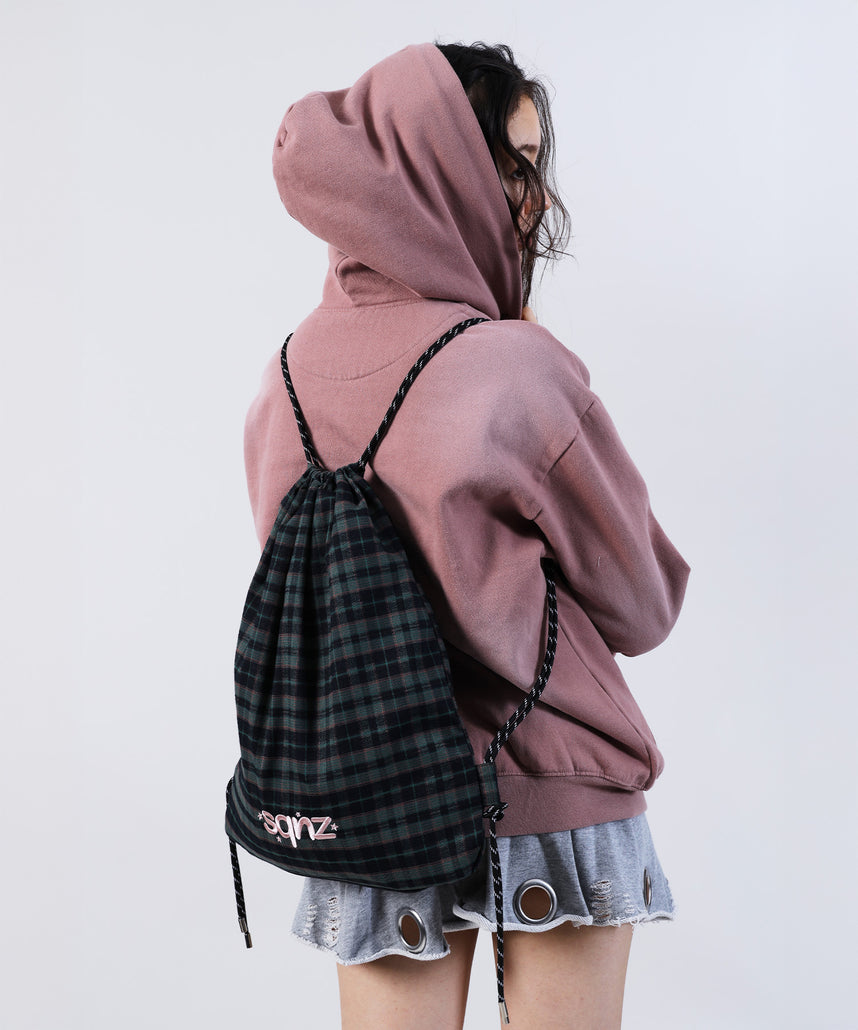 sqnz dairy 2way knapsack / ナップサック バック 2WAY ブランドロゴ チェック ストライプ ダークグリーン
