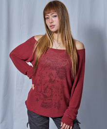 ※WEB限定 / レディースシアーニット / sqnz rock sheer knit レッド