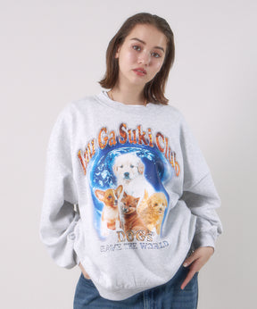【SEQUENZ】 DOGS SHOUT-OUT C/N SWEAT / 犬が好き バックロゴ クルーネック スウェット DOG オフホワイト
