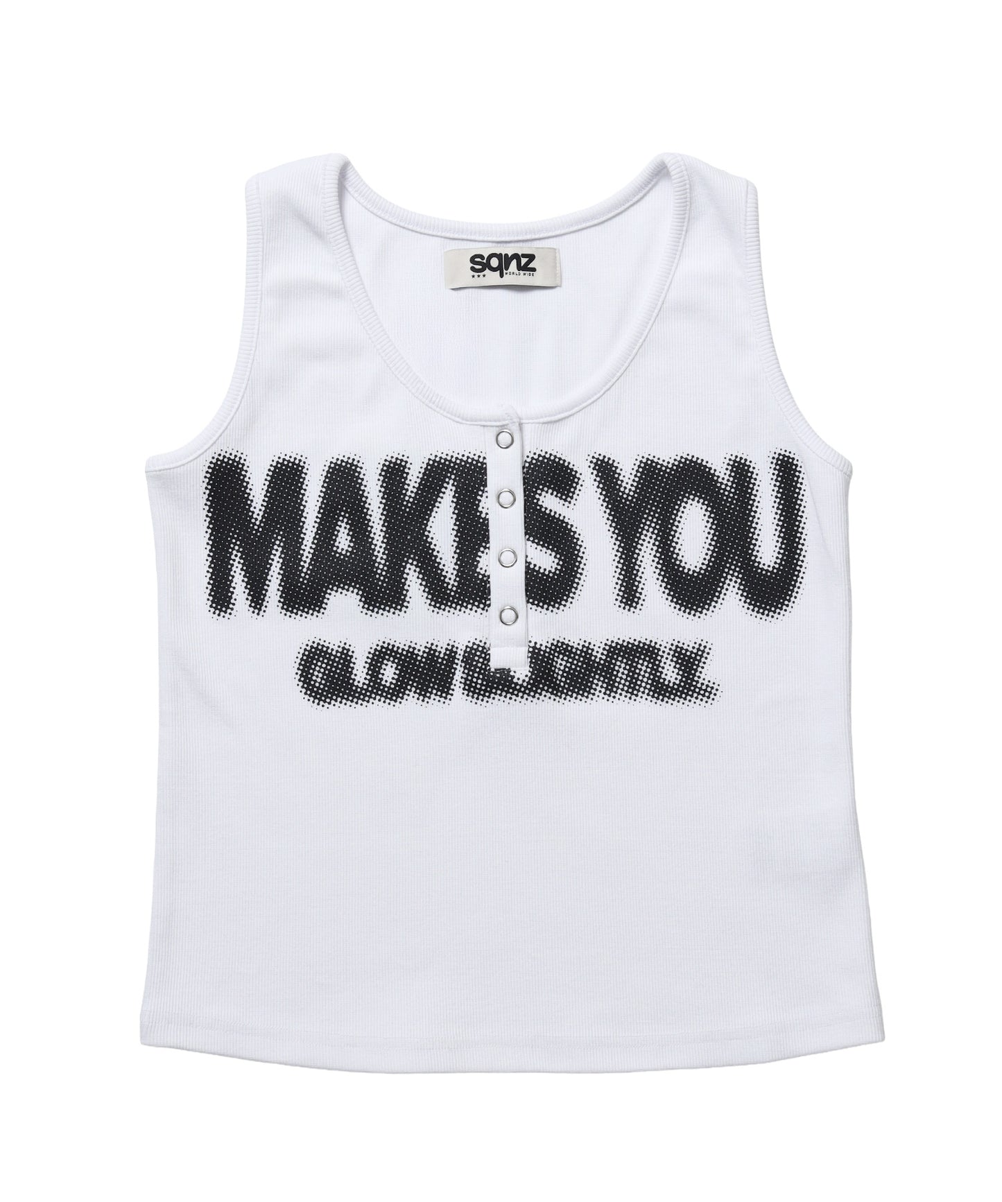 ※WEB限定 / レディースヘンリーネックタンクトップ / sqnz blur logo henley tank top ホワイト