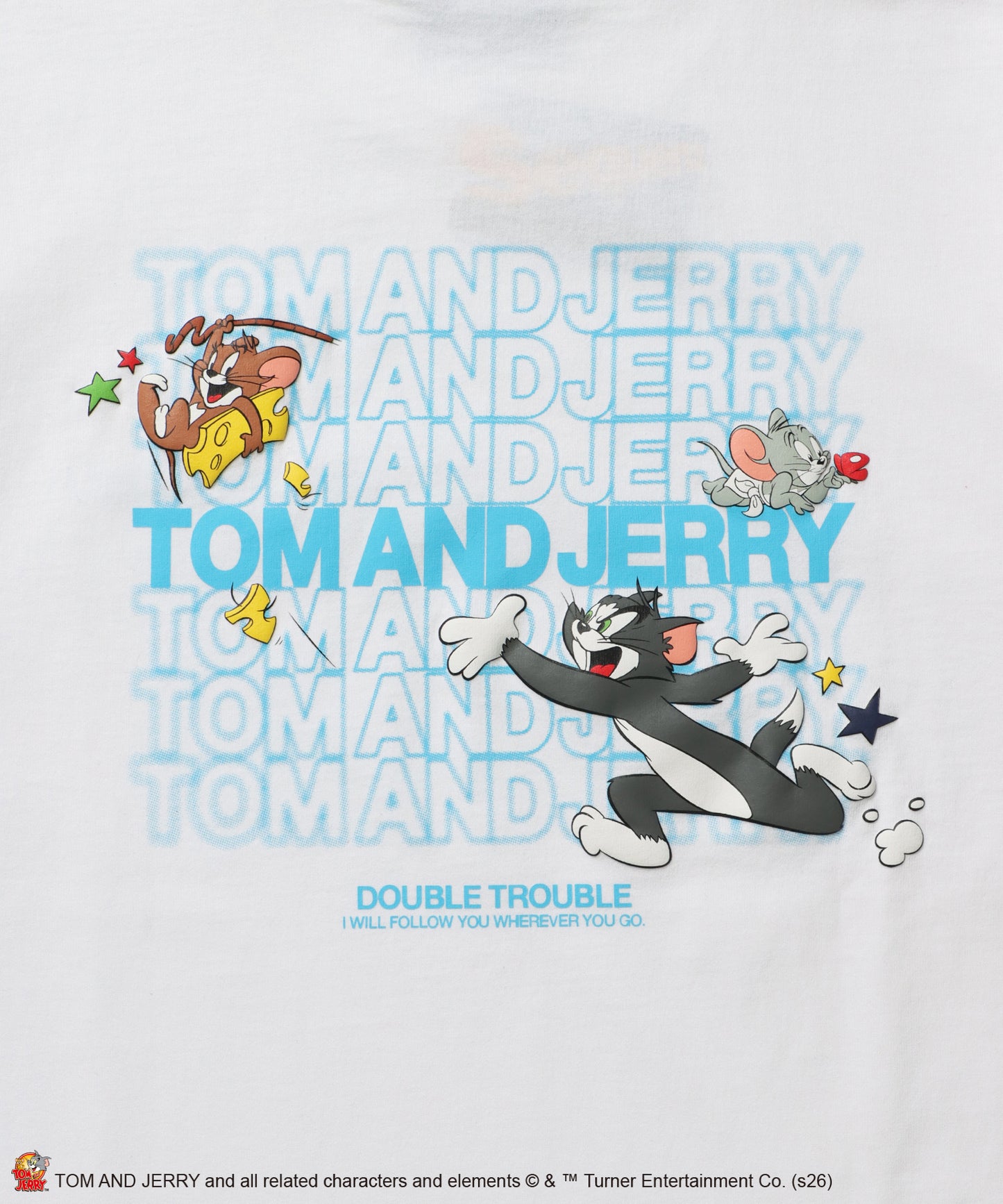 TJ BLUR LOGO TEE / トムとジェリー 半袖 クルーネック プリント ワンポイント ユニセックス オーバーサイズ ビッグシルエット レイヤード ホワイト