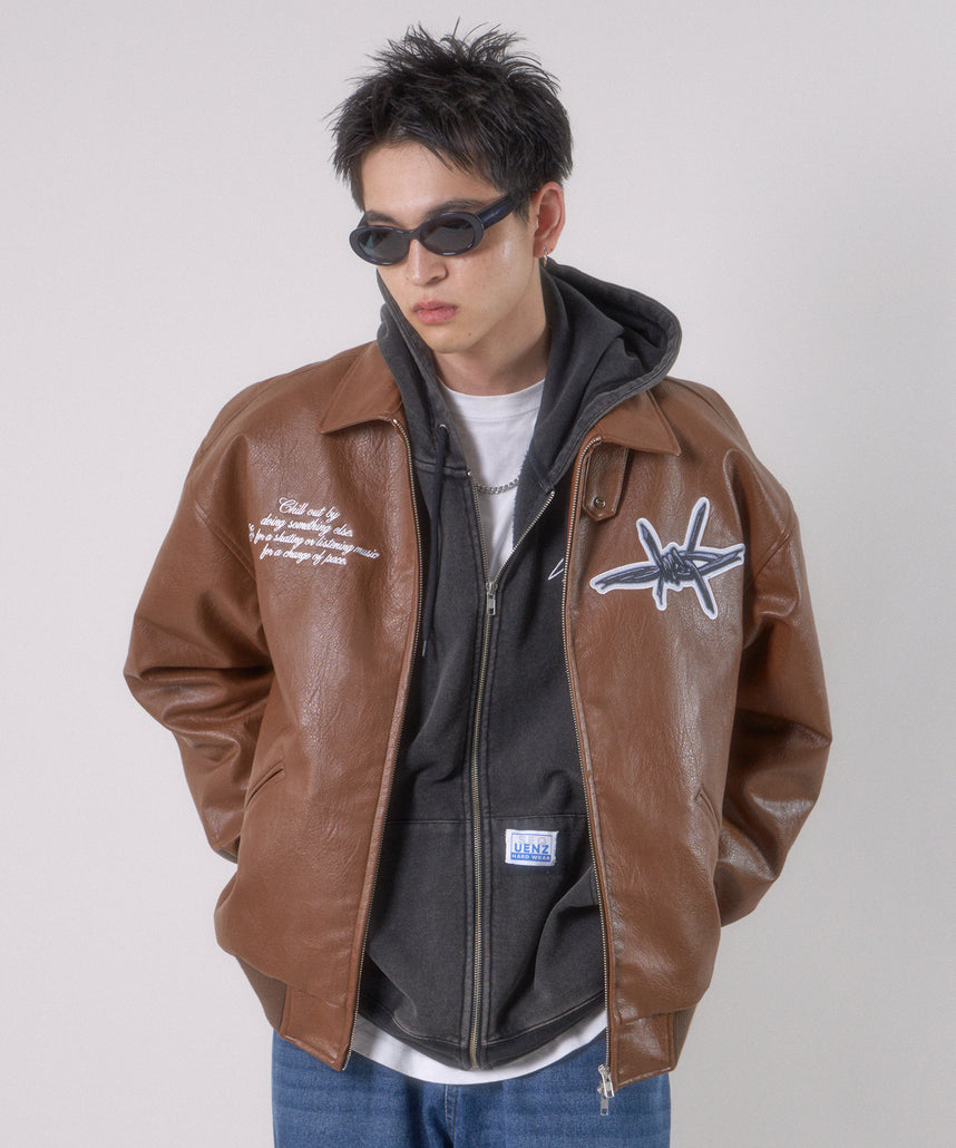 SEQUENZシークエンズ】 SYNTHETIC LEATHER BLOUSON / ヴィンテージ