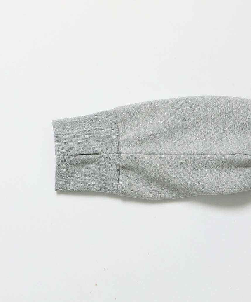 sqnz glitter zip top / グリッター ダブルジップ ジップスウェット 裏起毛 ラインストーン 【セットアップ着用可能】 グレー