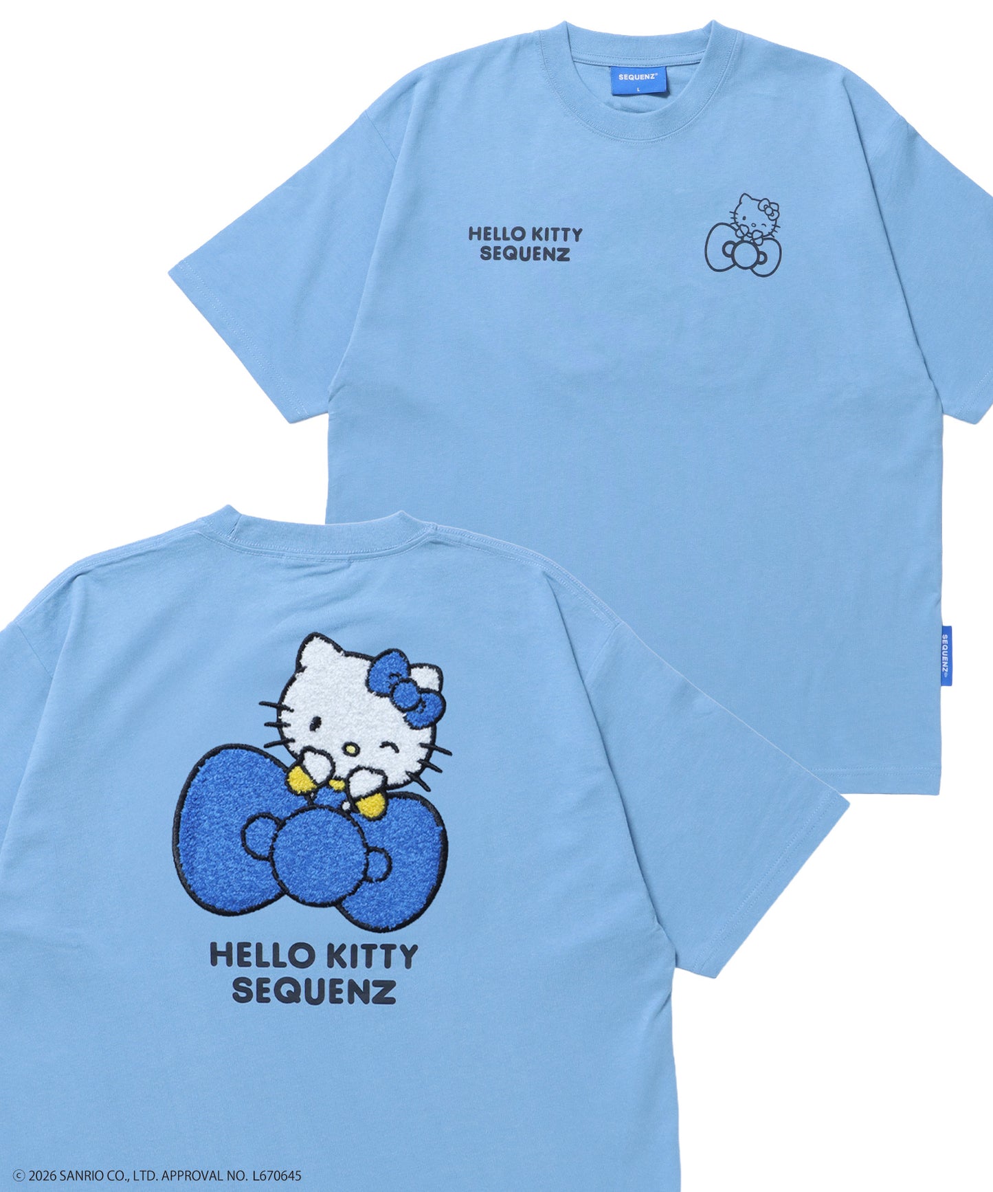 HK EMBROIDERY KITTY TEE / ハローキティ キティちゃん 半袖 クルーネック プリント ワンポイント 刺繍 ブルーグレー