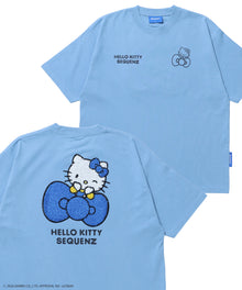 HK EMBROIDERY KITTY TEE / ハローキティ キティちゃん 半袖 クルーネック プリント ワンポイント 刺繍 ブルーグレー
