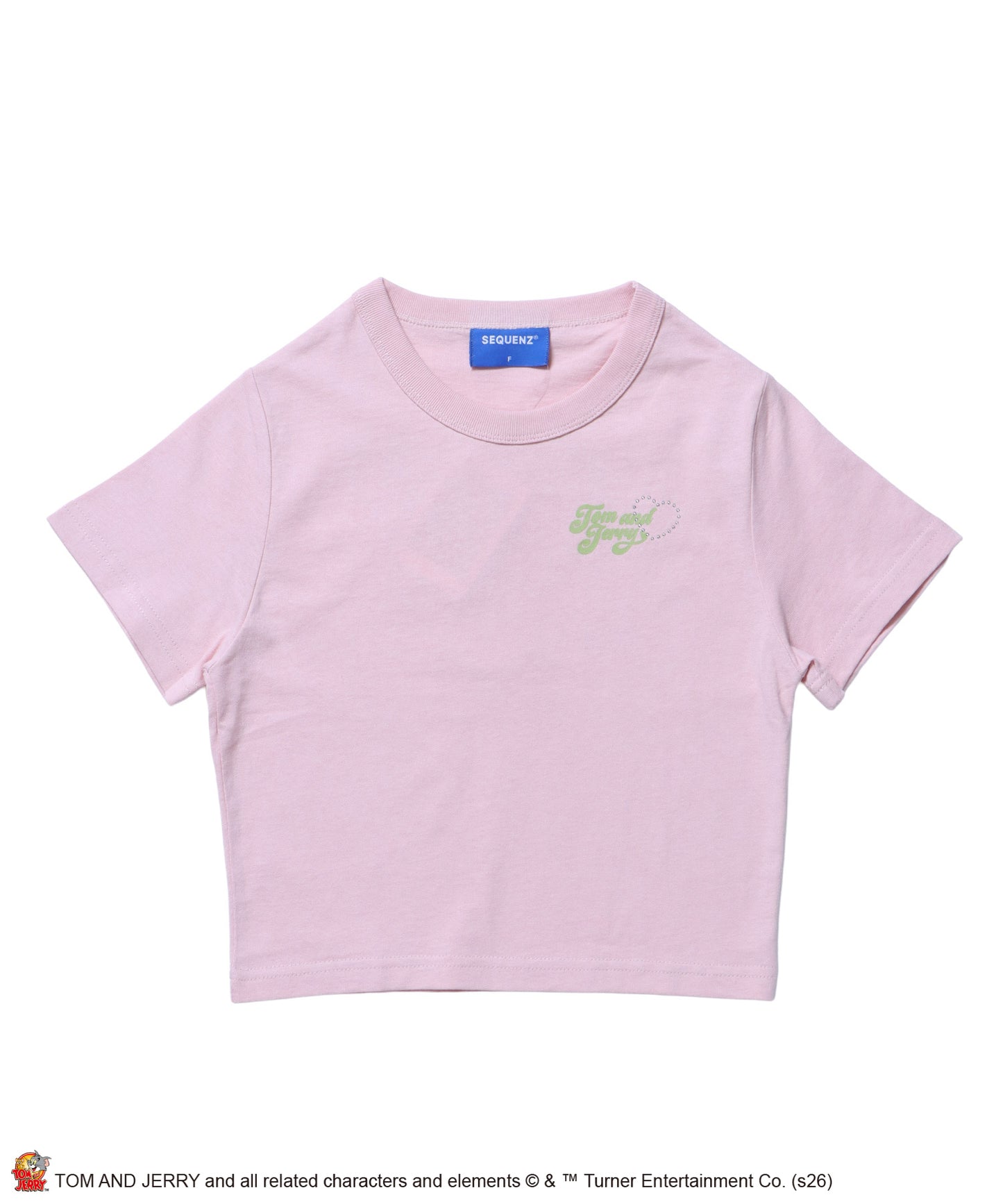 TJ HEART BABE TEE / レディース トムとジェリー Tシャツ 半袖 クルーネック プリント ラインストーン ピチT ちびT ライトピンク