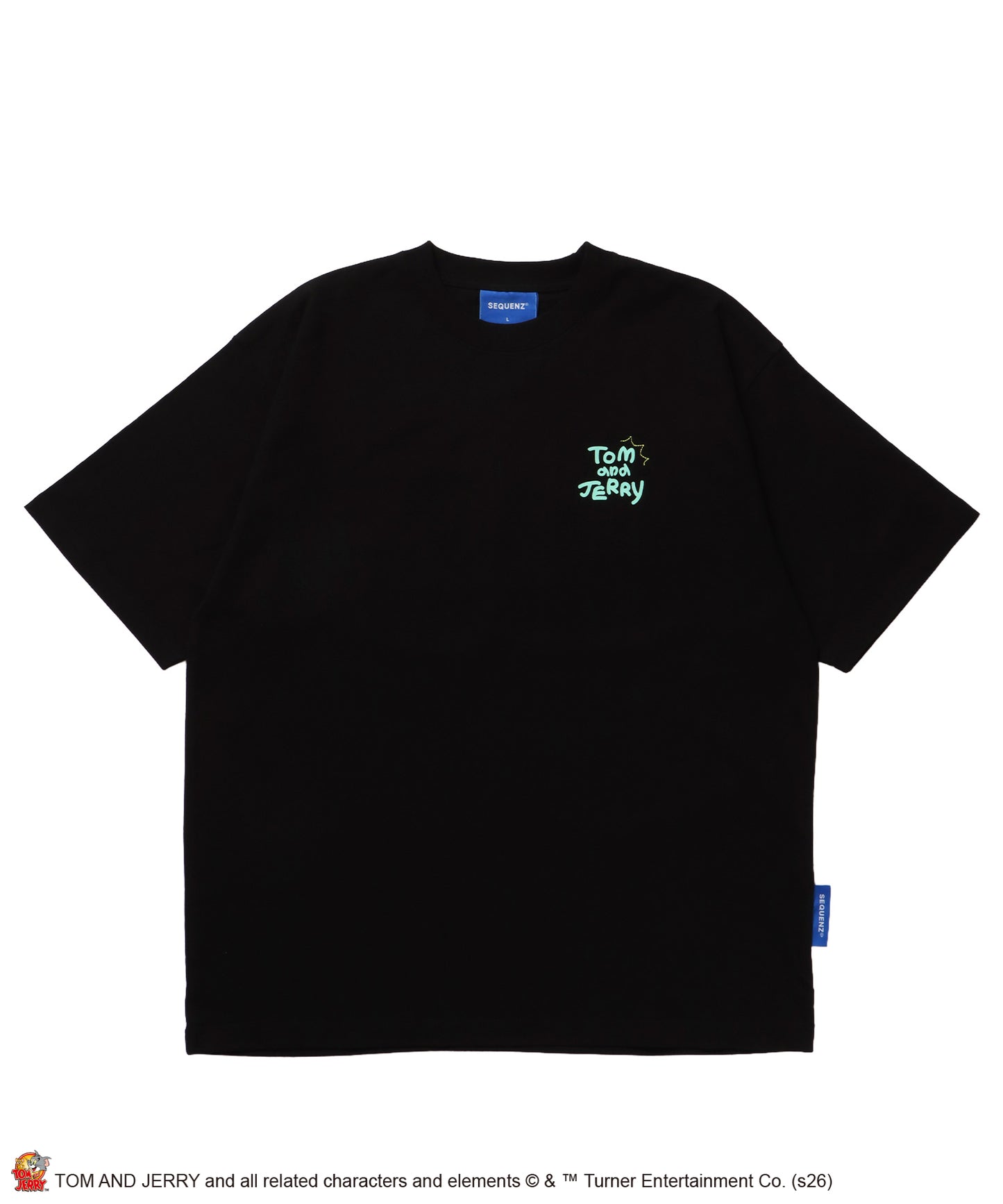 TJ PHOTO & EMB. TEE / トムとジェリー 半袖 クルーネック プリント 刺繍 ワンポイント ユニセックス オーバーサイズ レイヤード ブラック