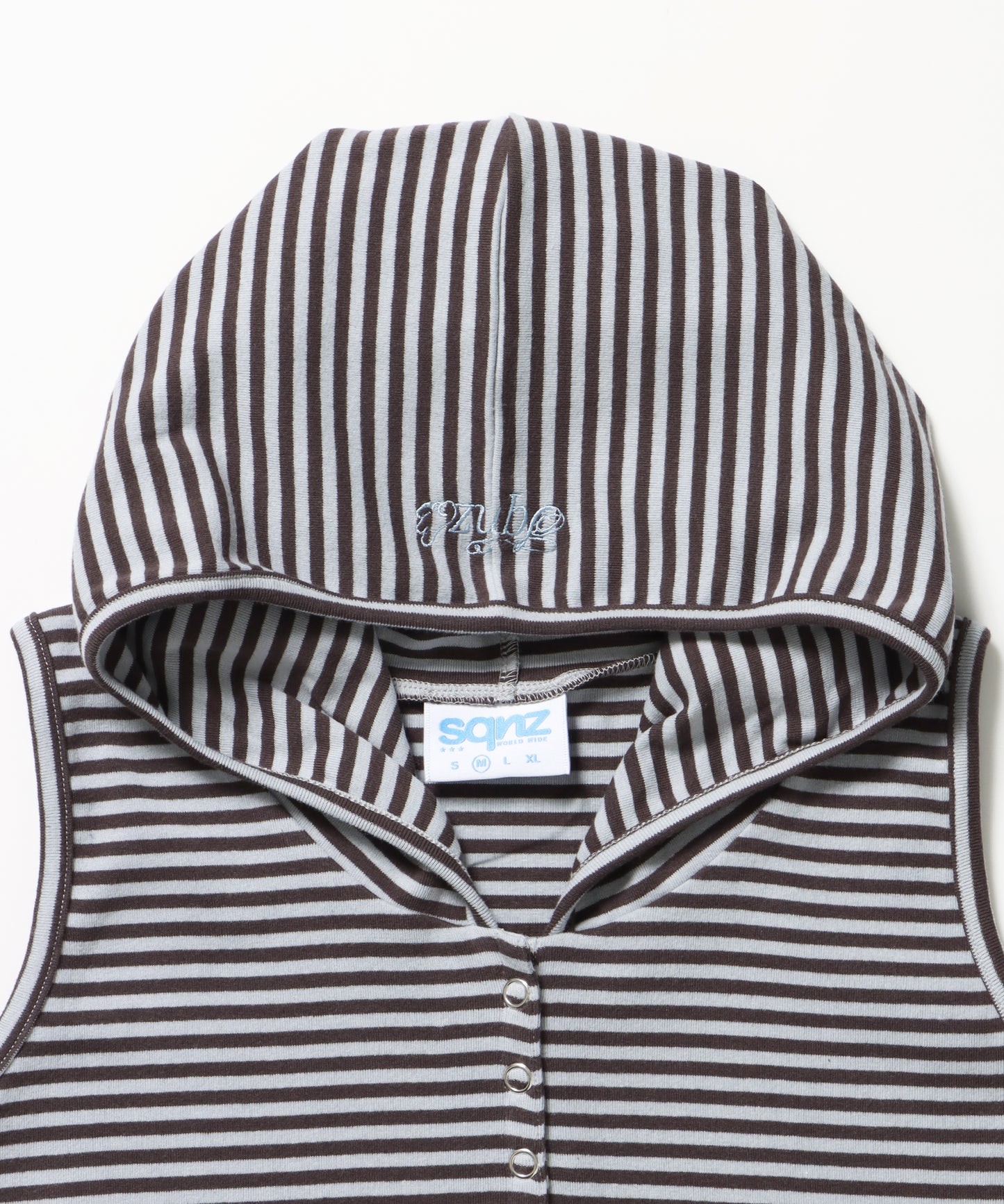 ※WEB限定 / レディースボーダータンクトップ / sqnz border hooded tank top ライトブルー