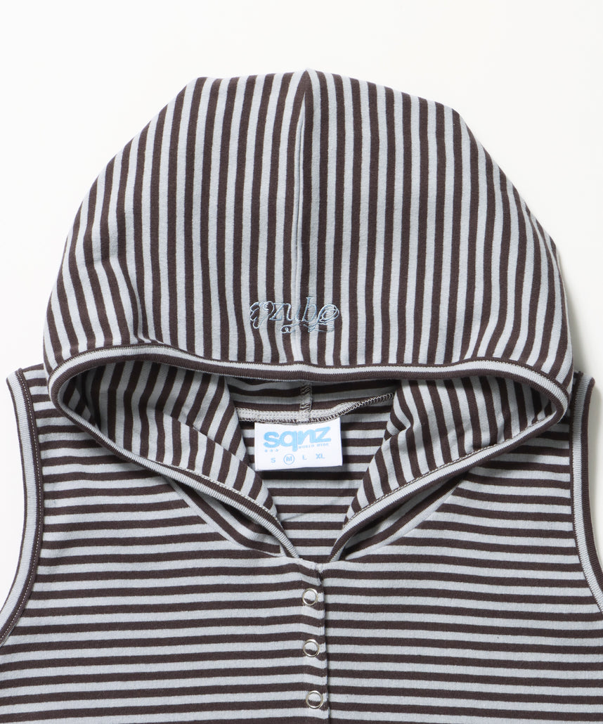 ※WEB限定 / レディースボーダータンクトップ / sqnz border hooded tank top ライトブルー