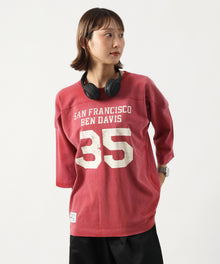 VNTG FOOTBALL TEE / Tシャツ クルーネック 七分丈 ナンバリング プリント ユニセックス 加工 レッド