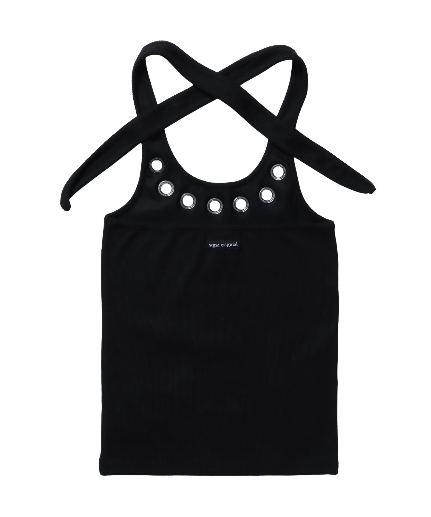 ※WEB限定 / レディースアイレットタンクトップ / sqnz halter neck eyelet tank top ブラック