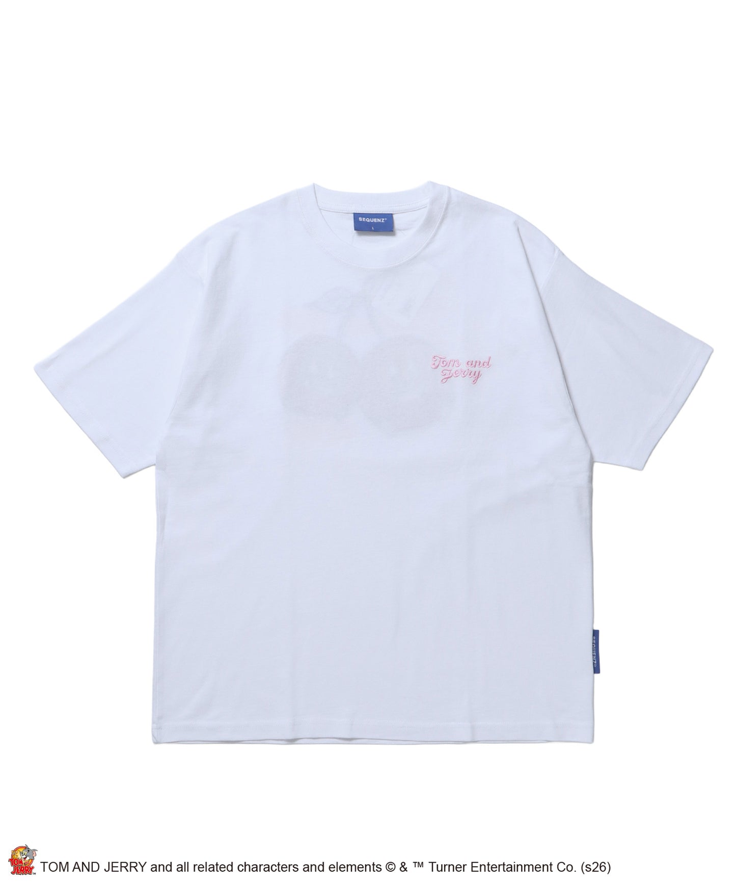 TJ CHERRY FLOCKY S/S TEE / トムとジェリー Tシャツ 半袖 クルーネック プリント 刺繍 オーバーサイズ ホワイト