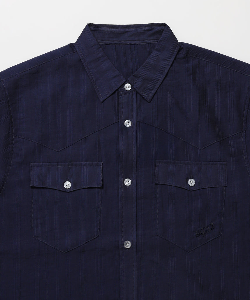 WEB限定 / ウエスタン半袖シャツ／sqnz western sheer shirts ネイビー