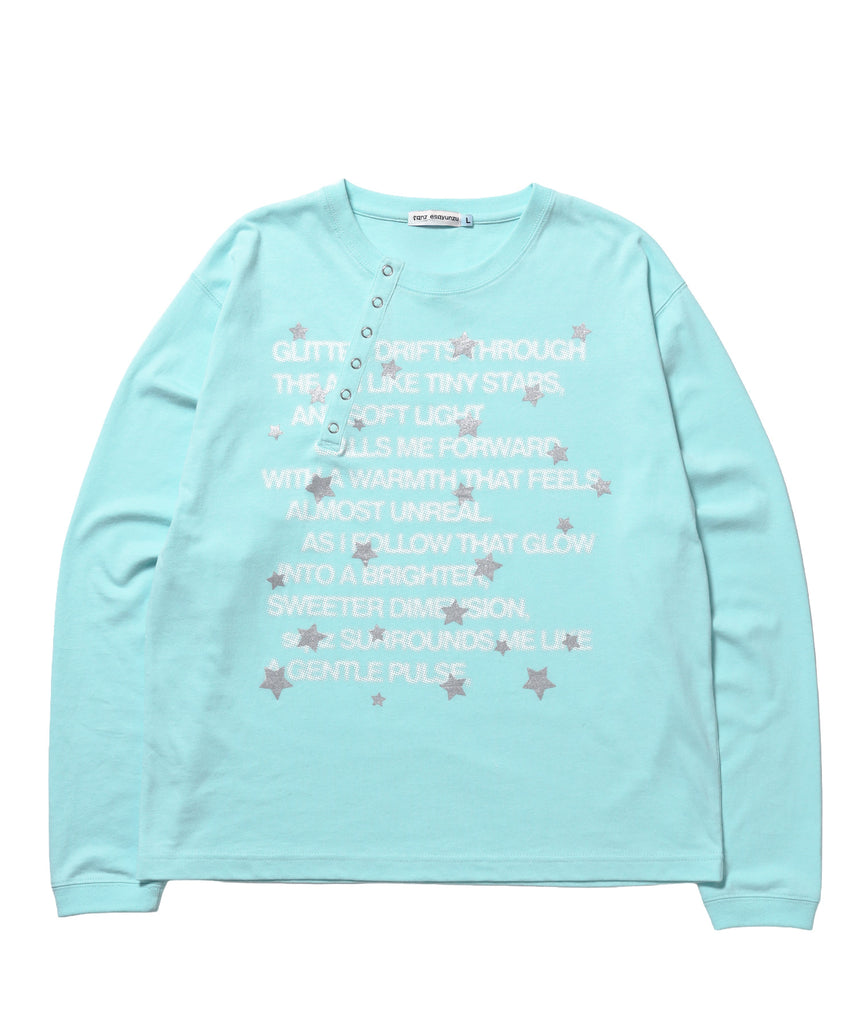 ※WEB限定 / ぼかしプリントヘンリーネックロンT / sqnzU BORDER L/S TEE ターコイズブルー