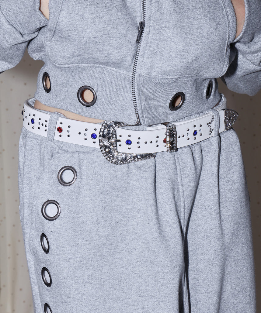 SEQUENZ RHINE STONE BELT LADIES / ベルト スタッズ ストーン リアルツリー レオパード レディース 雑貨 ホワイト