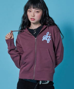 ※WEB限定 / ロゴ裏毛ジップパーカー / sqnz logo pt zip p/k モカ