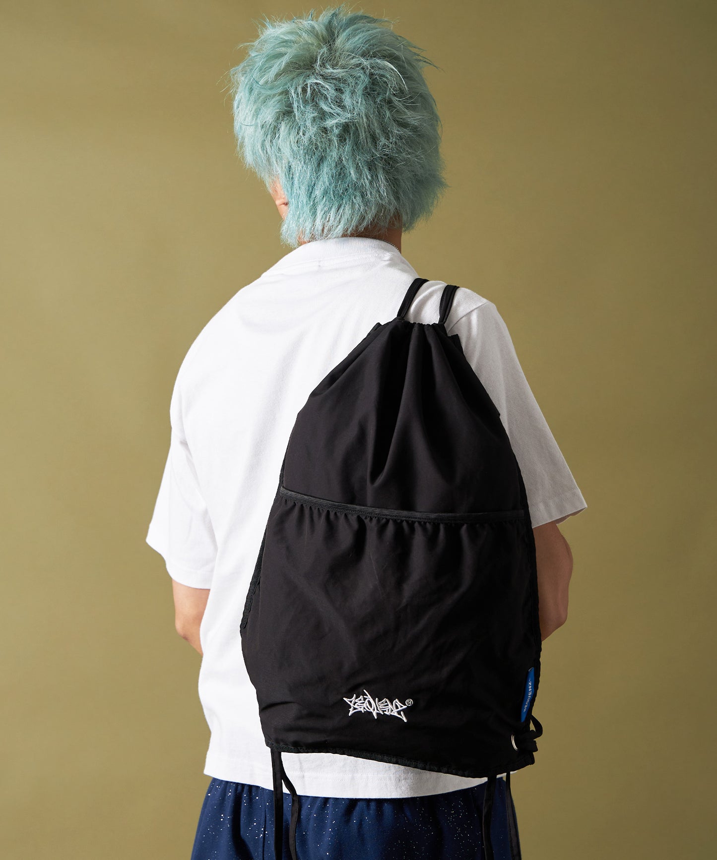 2 FACE STRING KNAPSACK / リバーシブル テック ナップサック ブランドロゴ ブラック