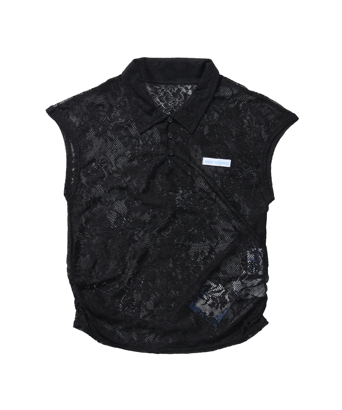 ※WEB限定 / 襟付き / レースフレンチスリーブトップス / sqnz french sleeve lace top ブラック