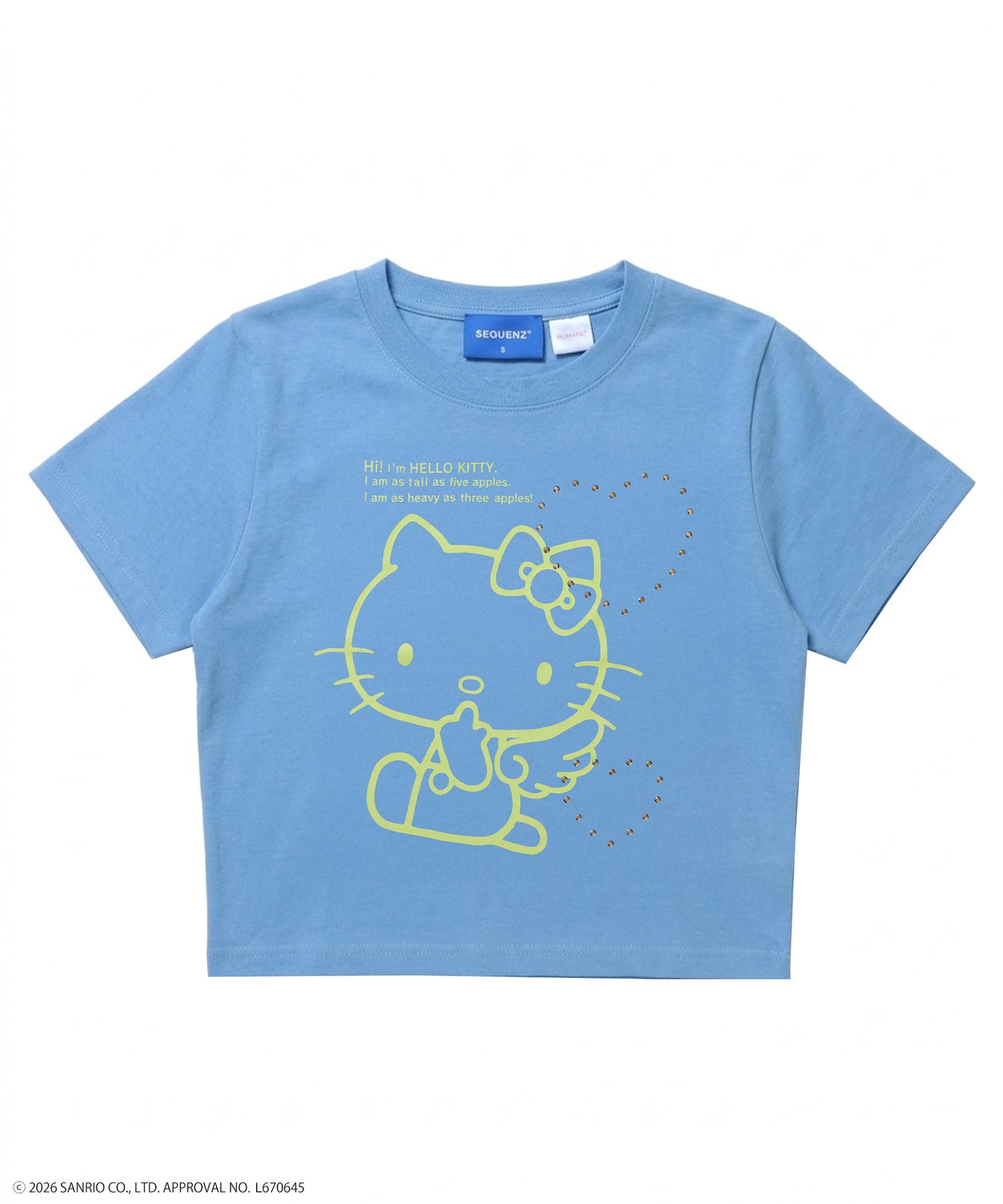 HK LOVE SEQUENZ TEE / ハローキティ キティちゃん 半袖 クルーネック プリント ワンポイント ラインストーン ブルーグレー