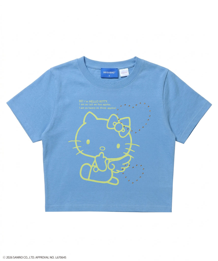 HK LOVE SEQUENZ TEE / ハローキティ キティちゃん 半袖 クルーネック プリント ワンポイント ラインストーン ブルーグレー