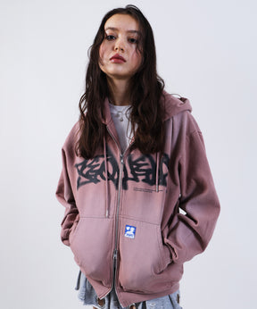 FADE ZIP P/K /フェード フルジップ オーバーサイズ ヴィンテージライク センターロゴ 裏起毛 ピンク ≪SET UP着用可能≫