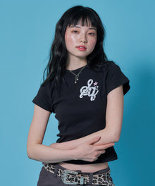 ※WEB限定 / レディースワンポイントロゴ半袖Tシャツ / sqnz logo compact tee ブラック