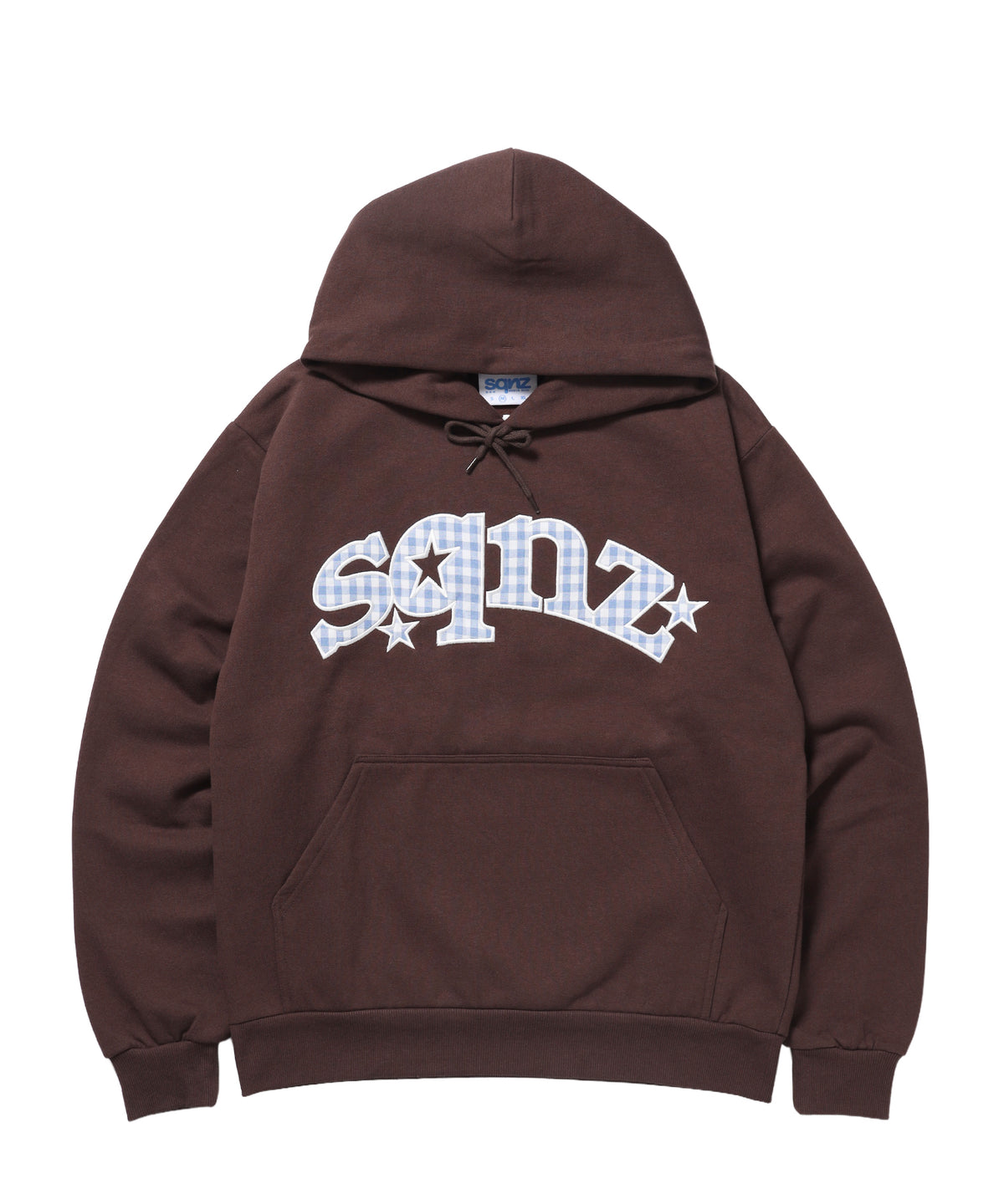※WEB限定 / 短丈裏起毛ジップパーカー / sqnz gingham applique pk ブラウン