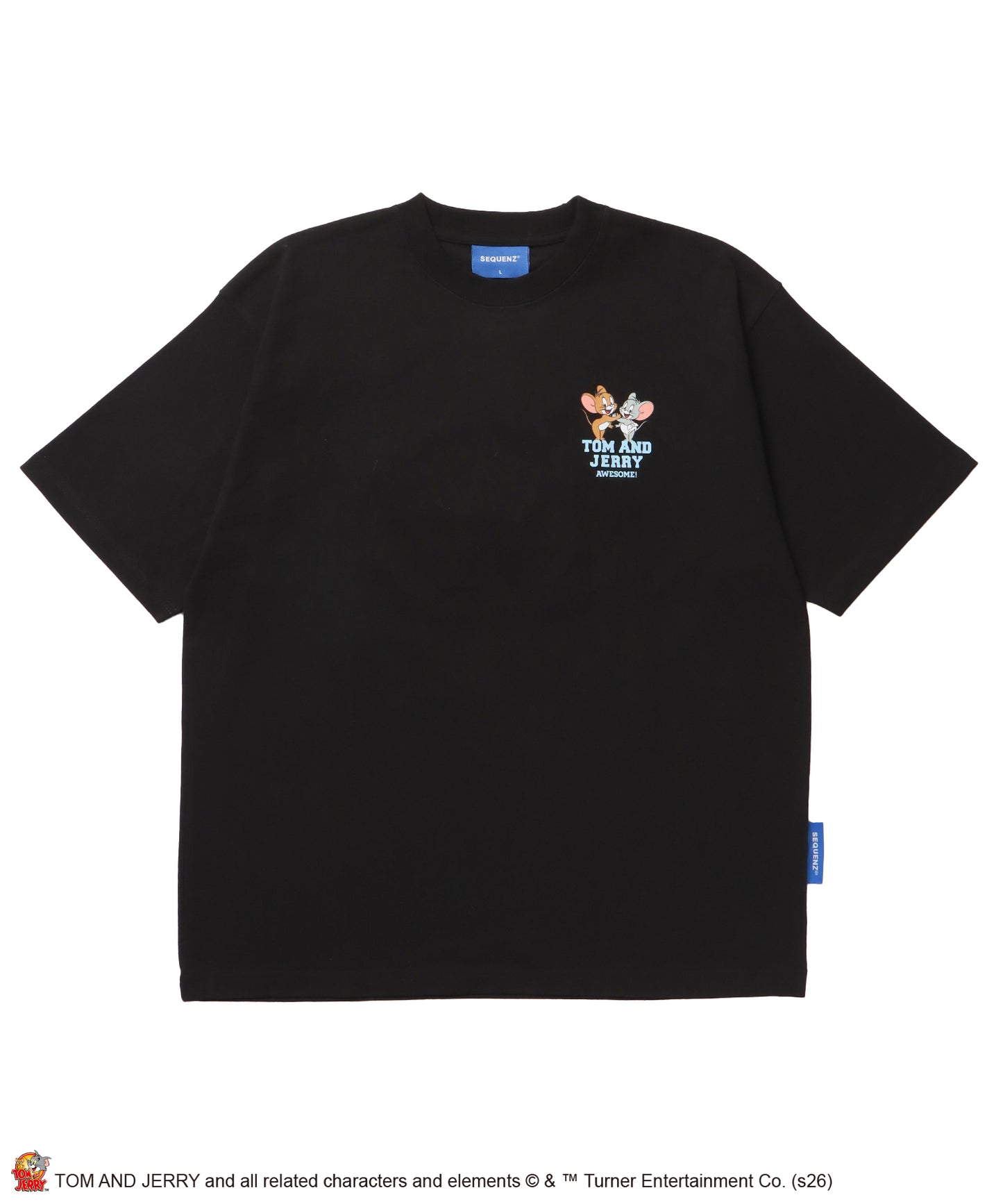 TJ IT LOOKS GOOD TEE / トムとジェリー 半袖 クルーネック プリント 刺繍 ワンポイント ユニセックス オーバーサイズ レイヤード ブラック