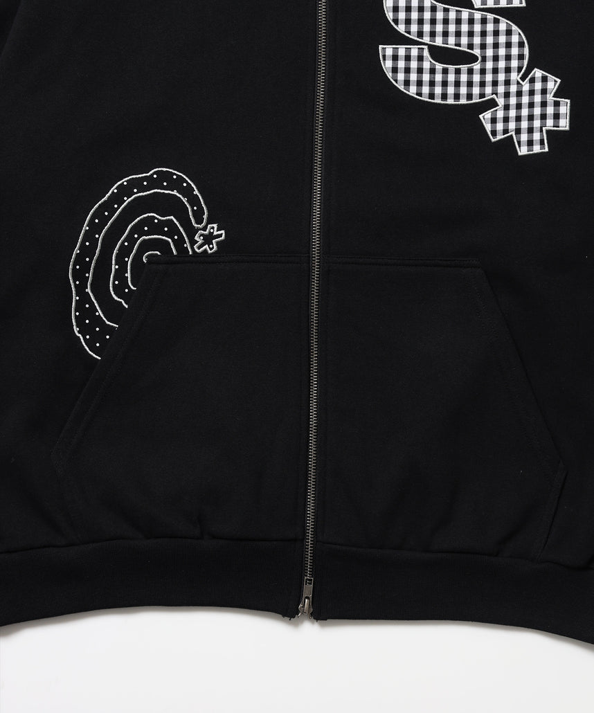 ※WEB限定 / ギンガムドットロゴジップパーカー / sqnzU spiral applique zip p/k