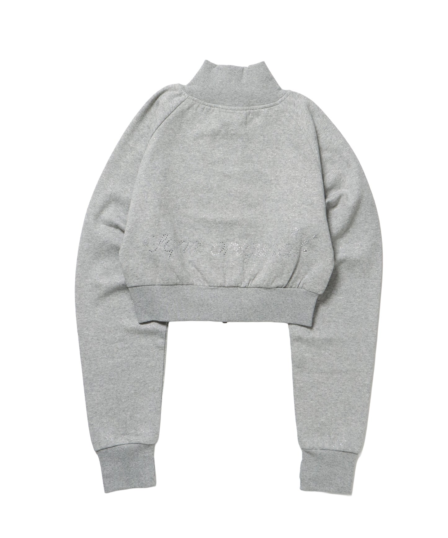 sqnz glitter zip top / グリッター ダブルジップ ジップスウェット 裏起毛 ラインストーン 【セットアップ着用可能】 グレー